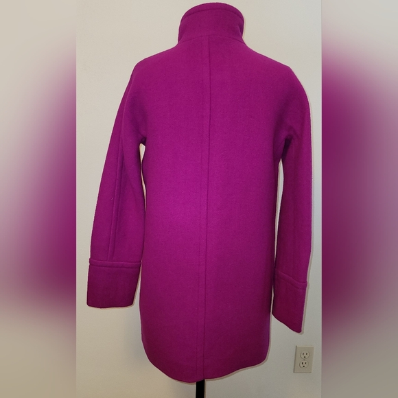 J. Crew Women's Fuchsia Wool Pea Coat 2 NWT - Picture 2 of 6